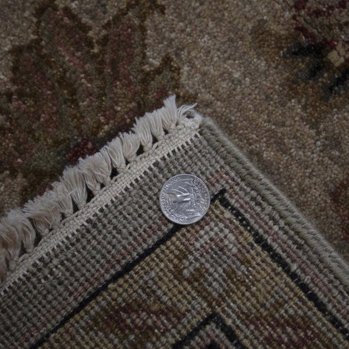 6x8 India Oushak Ivory Black Wool Rectangular Rug