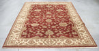 6x9 India Jaipur Red Ivory Wool Rectangular Rug