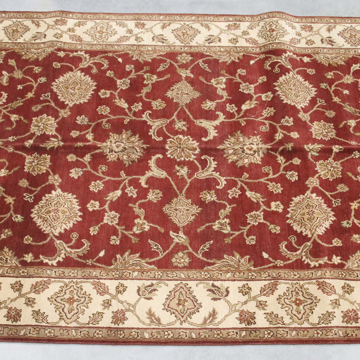 6x9 India Jaipur Red Ivory Wool Rectangular Rug