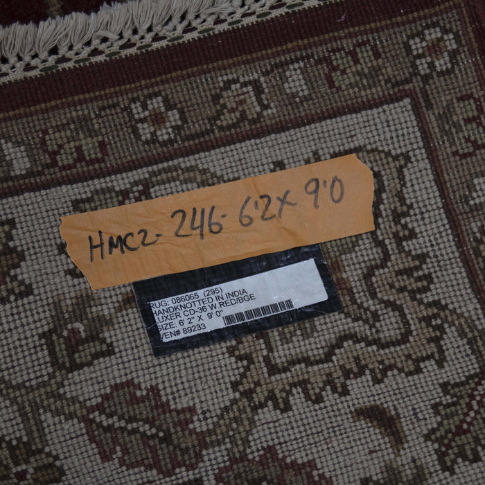 6x9 India Jaipur Red Ivory Wool Rectangular Rug