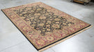 6x9 India Jaipur Black Red Wool Rectangular Rug