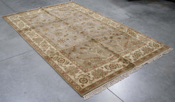 6x9 India Jaipur Grey Ivory Wool Rectangular Rug