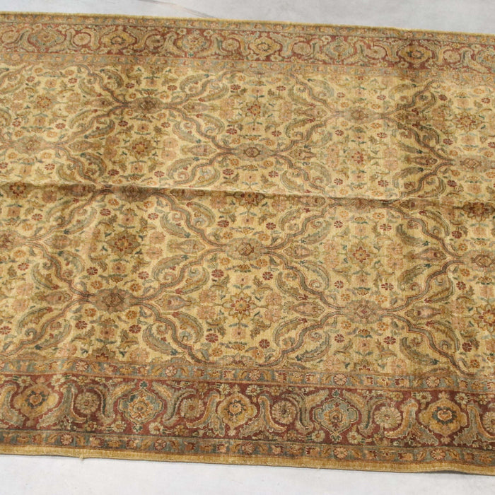 6x9 India Jaipur Gold Red Wool Rectangular Rug