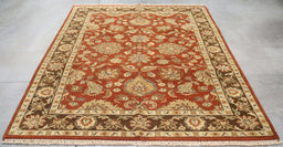 6x9 India Jaipur Terracotta Brown Wool Rectangular Rug