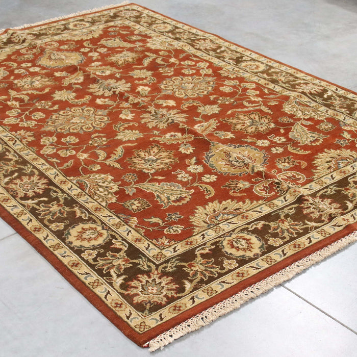 6x9 India Jaipur Terracotta Brown Wool Rectangular Rug