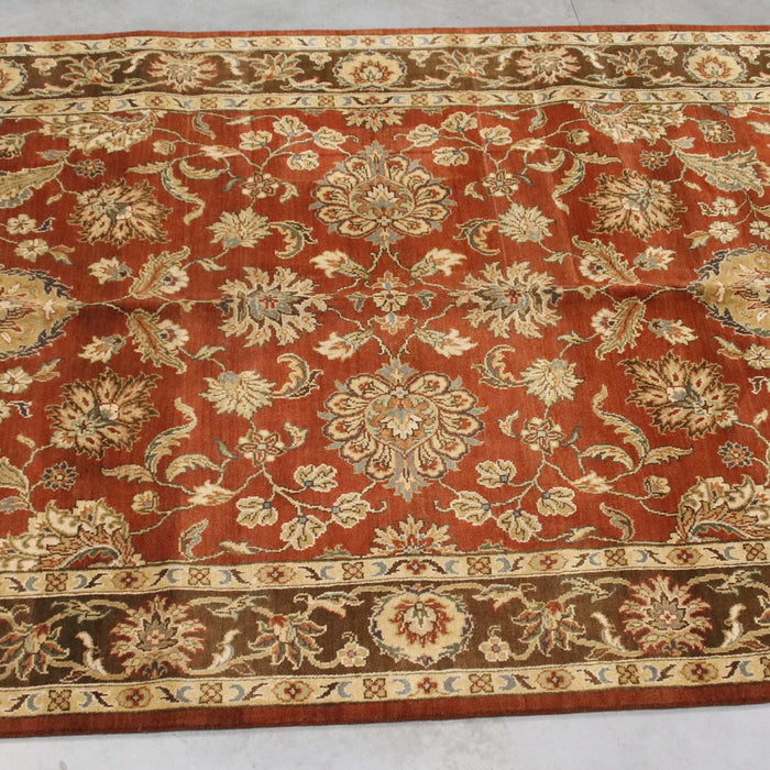 6x9 India Jaipur Terracotta Brown Wool Rectangular Rug