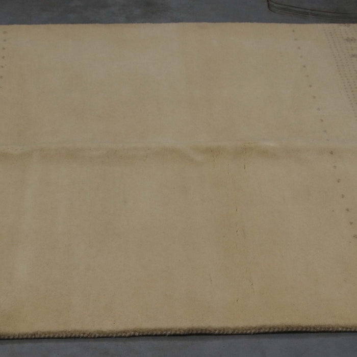 4x5 India Abstract Modern Contemporary Solid Gabbeh Ivory Wool Rectangular Rug