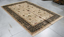 6x9 India Jaipur Ivory Black Wool Rectangular Rug