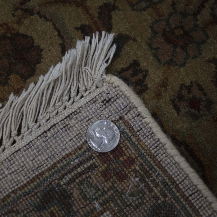 6x8 India Jaipur Medallion Ivory Green Wool Rectangular Rug