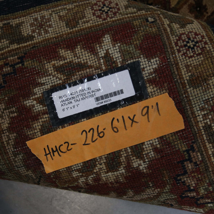 6x9 India Jaipur Black Red Burgundy Wool Rectangular Rug