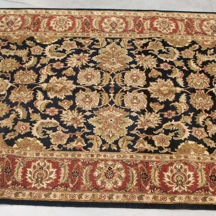 6x9 India Jaipur Black Red Burgundy Wool Rectangular Rug