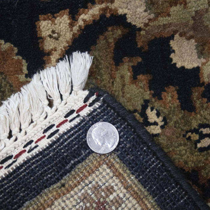 6x9 India Jaipur Black Red Burgundy Wool Rectangular Rug