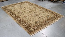 6x9 India Jaipur Green Brown Wool Rectangular Rug