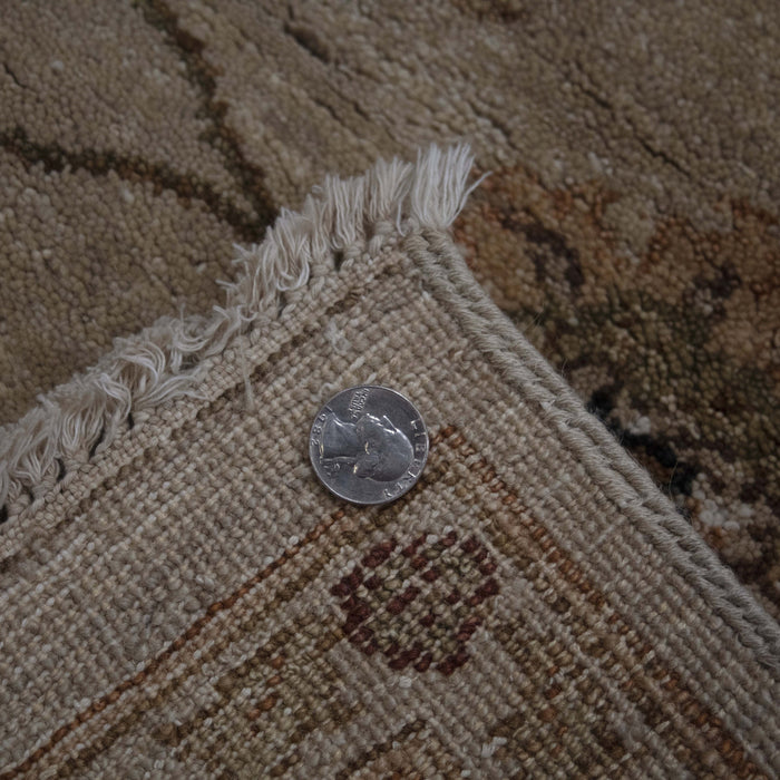 6x9 India Oushak Ivory Brown Wool Rectangular Rug