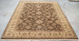 6x8 India Jaipur Brown Gold Wool Rectangular Rug