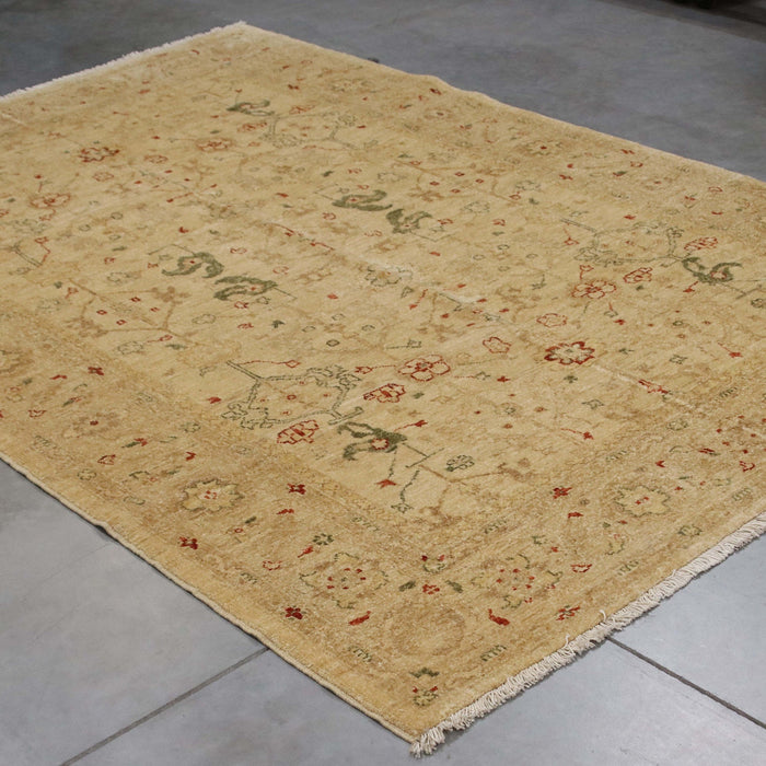 5x9 India Oushak Gold Ivory Wool Rectangular Rug