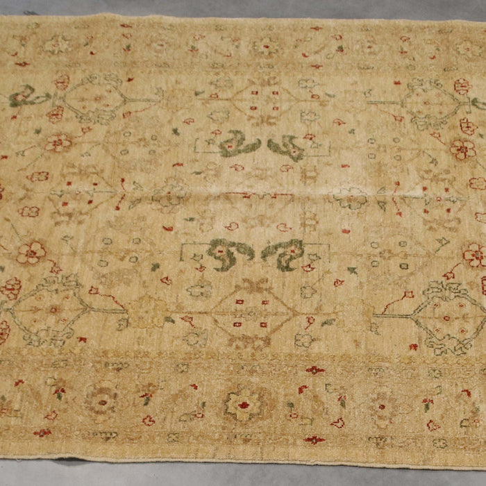 5x9 India Oushak Gold Ivory Wool Rectangular Rug