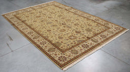 6x9 India Jaipur Gold Brown Wool Rectangular Rug