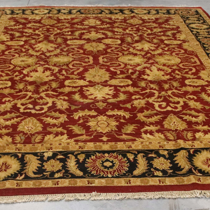 9x13 India Jaipur Red Burgundy Black Wool Rectangular Rug