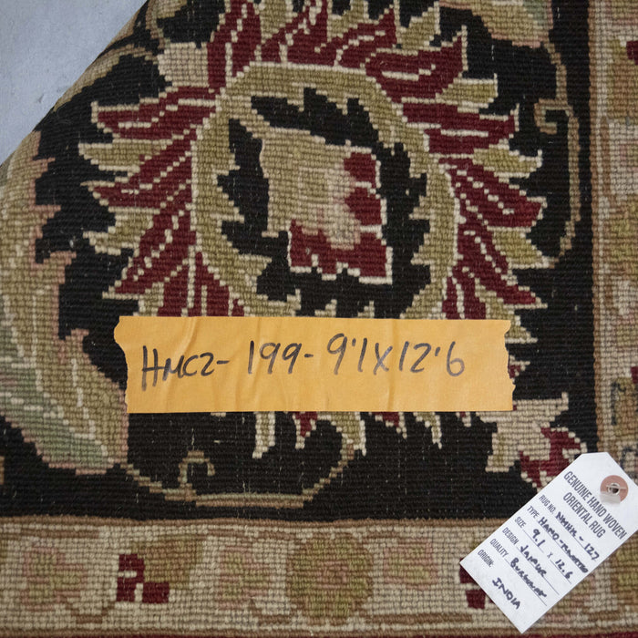 9x13 India Jaipur Red Burgundy Black Wool Rectangular Rug