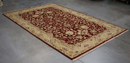 5x9 India Jaipur Red Burgundy Gold Wool Rectangular Rug
