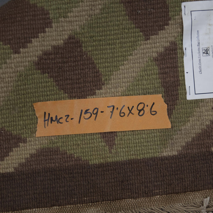 8x9 India Abstract Modern Contemporary Brown Green Wool Square Rug