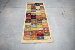2x6 India Numbers Multicolored Wool Rectangular Rug