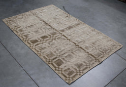 4x6 India Abstract Modern Contemporary Grey Bamboo Silk Rectangular Rug