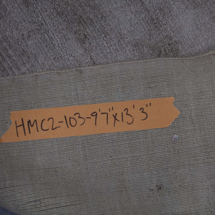 10x13.3B India Abstract Modern Contemporary Solid Grey Bamboo Silk Rectangular Rug