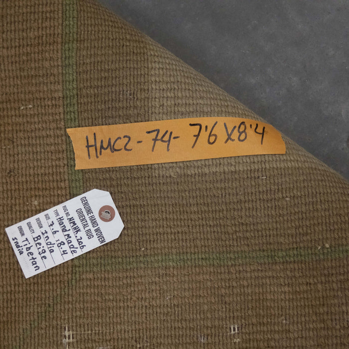 8x8 India Abstract Modern Contemporary Brown Green Wool Square Rug