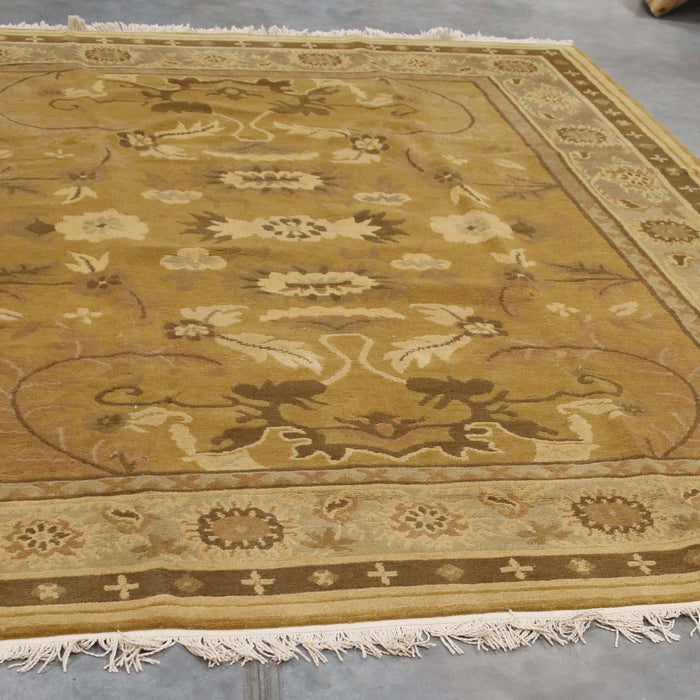 8x10 India Abstract Modern Contemporary Green Wool Rectangular Rug