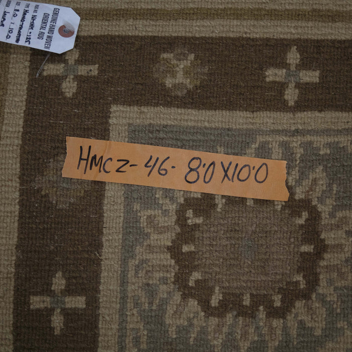 8x10 India Abstract Modern Contemporary Green Wool Rectangular Rug