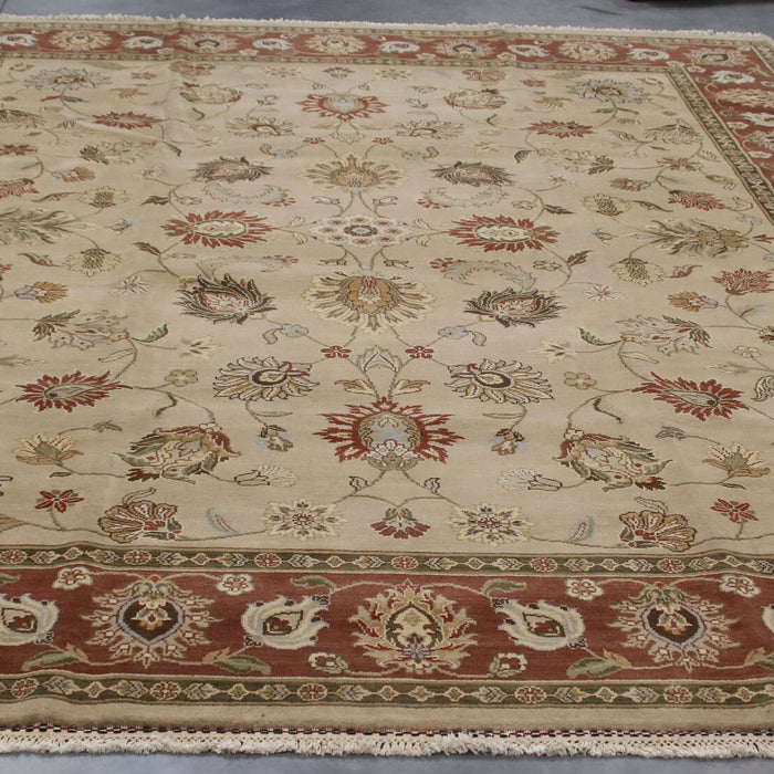 9x12 India Japiur Traditional Brown Terrocotta Wool Rectangular Rug