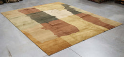 8x10 India Abstract Modern Contemporary Multicolored Brown Wool Rectangular Rug