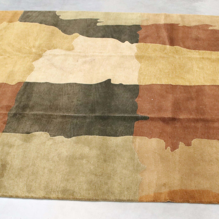 8x10 India Abstract Modern Contemporary Multicolored Brown Wool Rectangular Rug