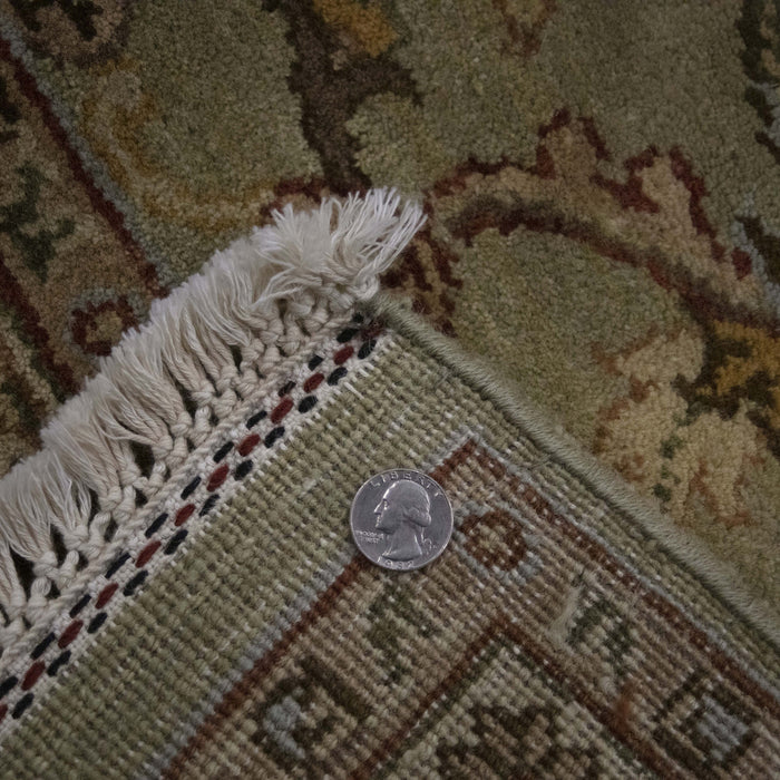 8x10 India Japiur Traditional Green Brown Wool Rectangular Rug
