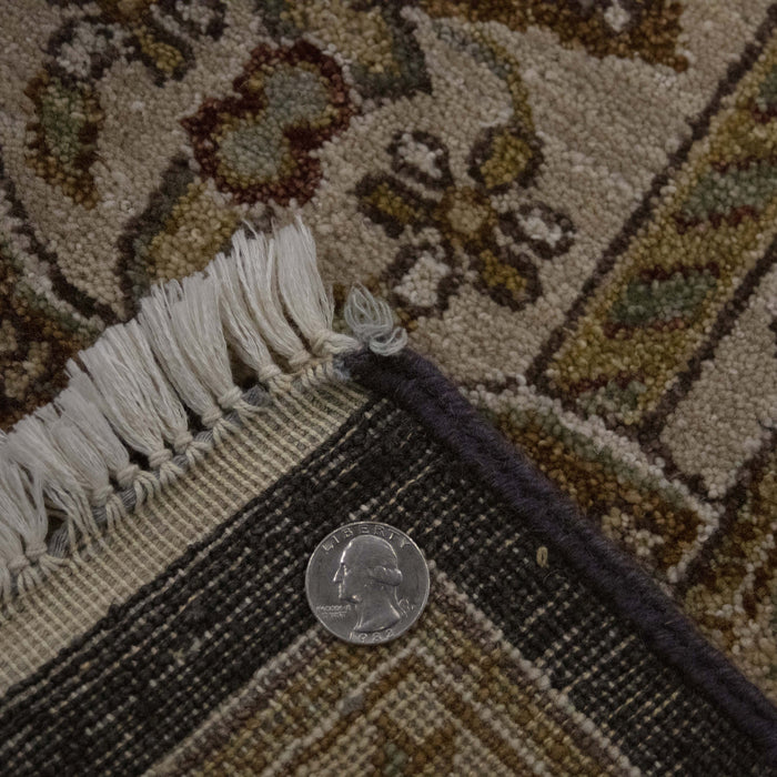 7x10 India Oushak Black Ivory Wool Rectangular Rug