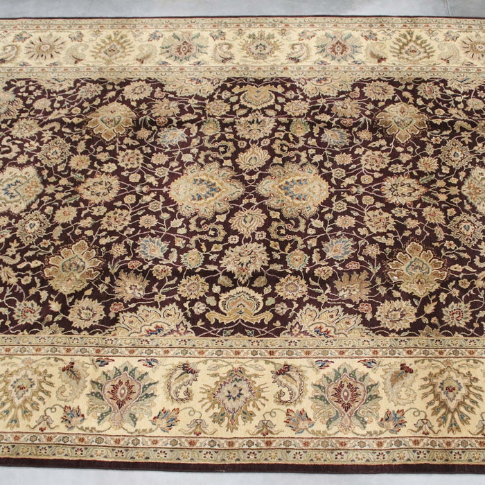 9x12 India Japiur Traditional Mauve Ivory Wool Rectangular Rug