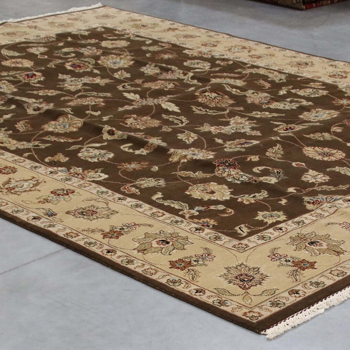 9x12 India Oushak Brown Gold Wool Rectangular Rug