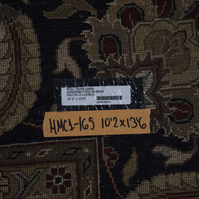 10x14 India Japiur Traditional Red Burgundy Black Wool Rectangular Rug