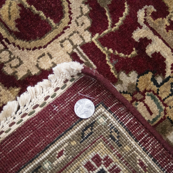 10x14 India Japiur Traditional Red Burgundy Black Wool Rectangular Rug