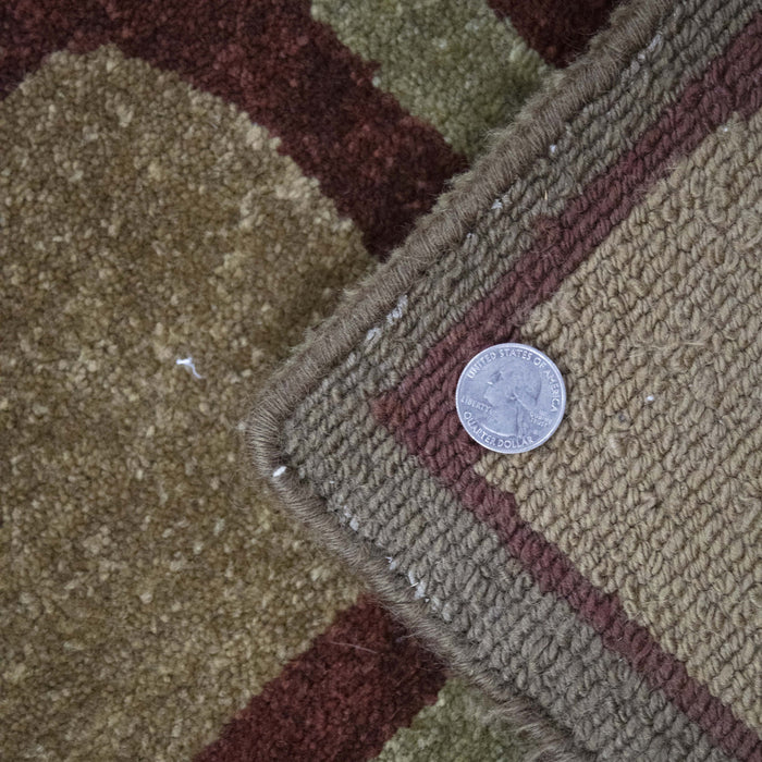 6x8 India Abstract Modern Contemporary Brown Ivory Wool Rectangular Rug