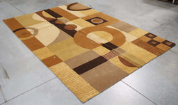 6x8 India Abstract Modern Contemporary Multicolored Brown Wool and Silk Rectangular Rug