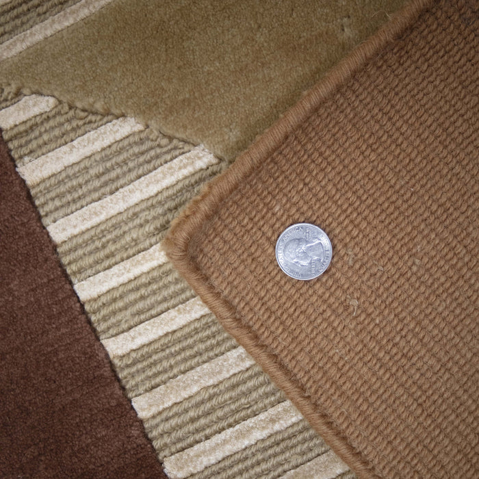 6x8 India Abstract Modern Contemporary Multicolored Brown Wool and Silk Rectangular Rug