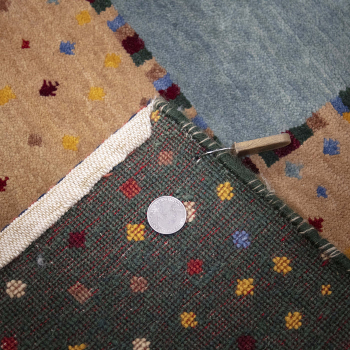 6x8 India Abstract Modern Contemporary Green Blue Wool Rectangular Rug