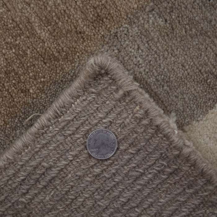 6x9 India Abstract Modern Contemporary Brown Ivory Wool Rectangular Rug