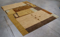 6x9 India Abstract Modern Contemporary Brown Green Wool Rectangular Rug
