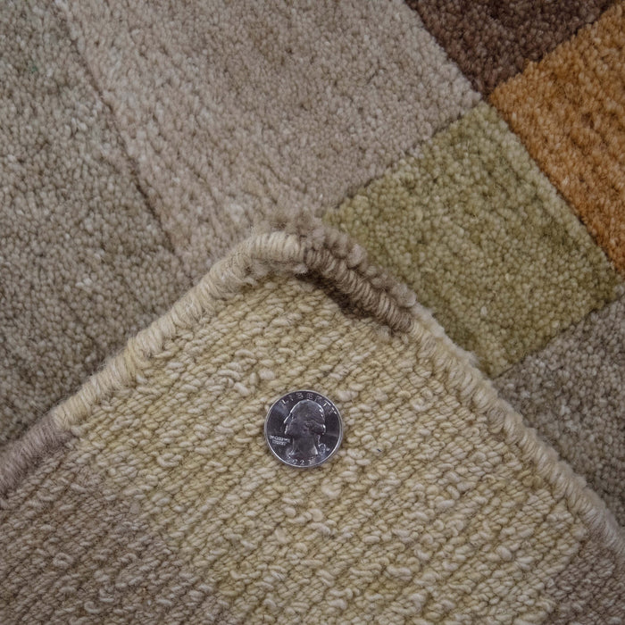 6x8 India Abstract Modern Contemporary Multicolored Ivory Wool Rectangular Rug