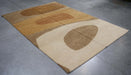 6x9 India Abstract Modern Contemporary Ivory Brown Wool Rectangular Rug