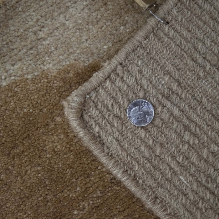 6x9 India Abstract Modern Contemporary Ivory Brown Wool Rectangular Rug